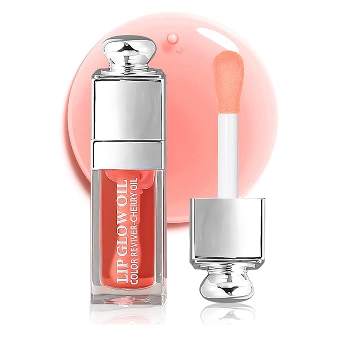 Hydrating Lip Glow Oil, Moisturizing Plumper Lip Gloss, Transparent Plumping Balm, Tinted Balm Care 0.2 OZ - 001 PINK-GlimoraGlow