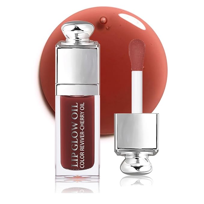 Hydrating Lip Glow Oil, Moisturizing Plumper Lip Gloss, Transparent Plumping Balm, Tinted Balm Care 0.2 OZ - 020 MAHOGANY-GlimoraGlow