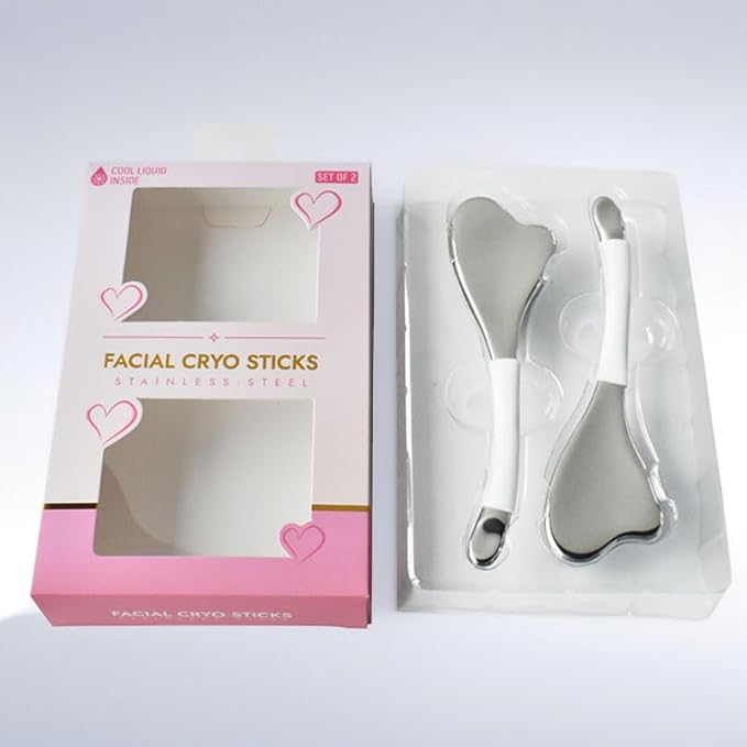 Ice Globes for Face & Eyes, Unbreakable Stainless Steel Cryo Massagers for Skincare Routines, Multifunctional Cold Roller Cooling Globes for Puffiness, Sagging Skin, Fine Lines, and Facial Relaxation-GlimoraGlow