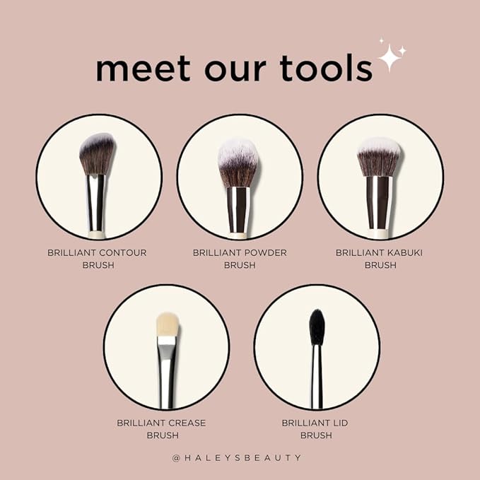 HALEYS Powder Brush VEGAN+CRUELTY-FREE, Soft, Streak-free, Perfect Blending, Buff, Blurs, Smooths, Control, Precision, Complexion tools, For powder, setting powder, blush, Sustainable Wood Handle-GlimoraGlow