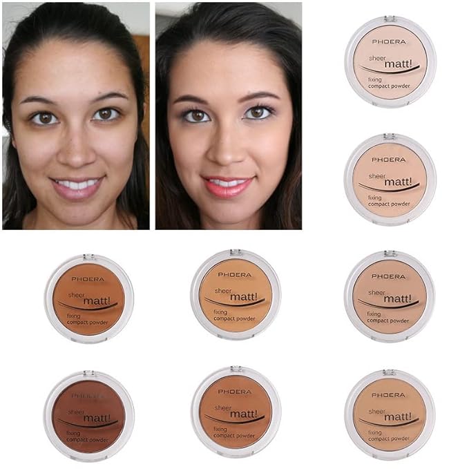 2 Pack Matte Face Powder, Control Oil Brighten Skin Color Cover Blemish Makeup Face Setting Setting Powder Foundation。205# Golden Beig-GlimoraGlow