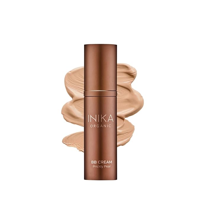 INIKA Organic BB Cream Foundation - Vegan Makeup with Hydrating Prickly Pear, Jojoba, and Pomegranate Seed Oil - Lightweight Glow for Balanced Skin Tone, Beige, 1 fl oz-GlimoraGlow