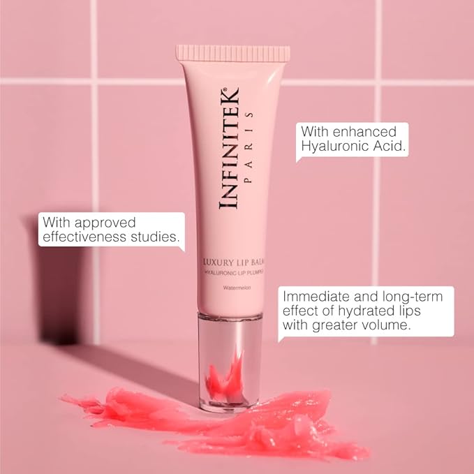 Infinitek Paris Luxury Lip Balm with Hyaluronic Acid - Hydrating Lip Gloss Plumper, Volumizing Tinted Lip Balm Makeup, Plumping Lip Gloss to Nourish & Repair Damaged Lips, 0.33 oz / 9.35 g-GlimoraGlow