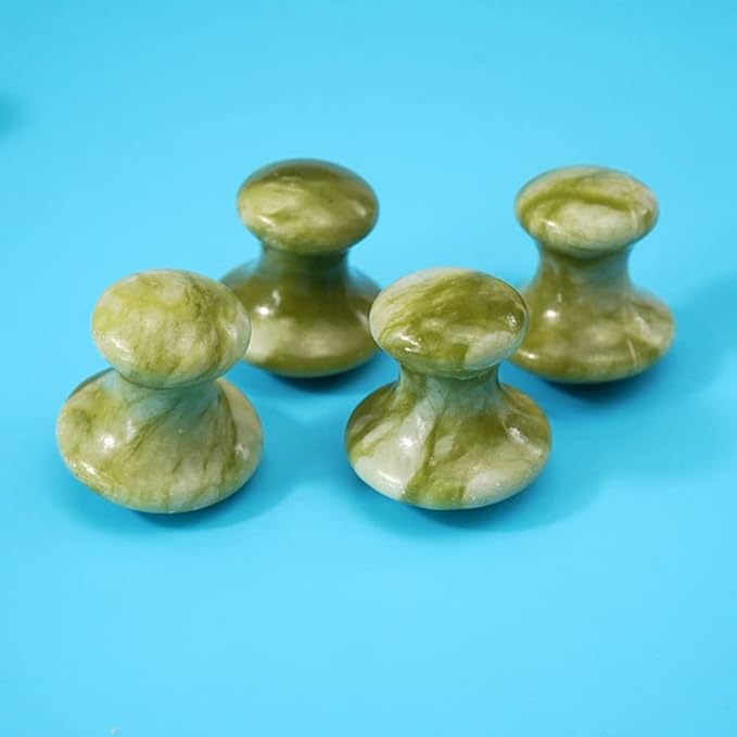 2 Pcs Mushroom Jade Gua Sha Facial Tools, Jade Roller Guasha Massage Green Jade Stone Mushroom Shaped Face Lift Remove Wrinkles Massager for Women Spa, Massage Knobs for Body Relaxing-GlimoraGlow
