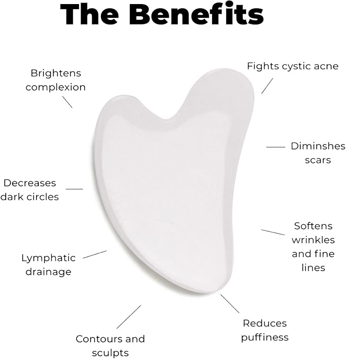 ROSELYNBOUTIQUE Gua Sha Facial Tools & Face Roller for Wrinkless Natural Skincare Tool Jade Roller Guasha Tool for Face Facial Massager (White Jade)-GlimoraGlow