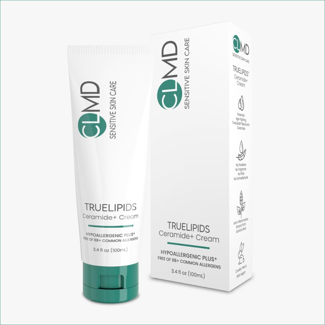 CLMD TrueLipids Ceramide+ Cream – Deep Moisturizing Barrier Support for Sensitive Skin – Hydrates and Soothes – Hypoallergenic, Nourishing, and Dermatologist-Tested – 3.4 fl oz-GlimoraGlow