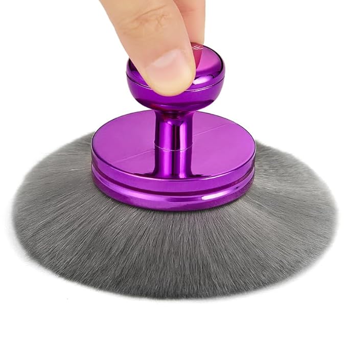 Extra Large Kabuki Brush Set for Body and Face Foundation & Makeup,Multi-functional,Mix bronze self-tanning applicator, wide round head, Great gift for women with Velvet bag(Purple 2pcs)-GlimoraGlow