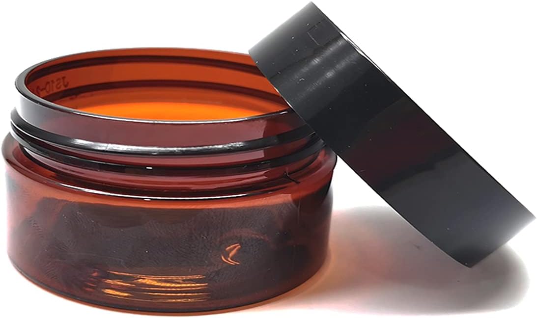1 oz Amber Plastic Cosmetic Jars Leak Proof Container with Black Lid for Cream, Lotion, Powder, ointment, Beauty Products etc, 12 Pcs.-GlimoraGlow