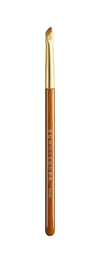 Desert Oak Series Precision Angled Eyeliner Brush - Ultra-Fine Nylon Bristles for Razor-Sharp Gel/Liquid/Powder Lines, Detail Work & Tightlining, Bubinga Handle & Brass Ferrule (CM 181)-GlimoraGlow