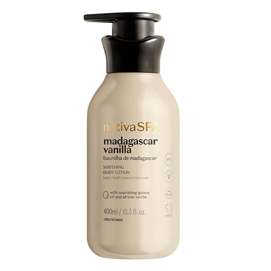 Nativa SPA by O Boticário, Madagascar Vanilla Moisturizing Body Lotion, Fragranced Skin Moisturizer with Purified Quinoa Drops, 13.5 Ounce-GlimoraGlow