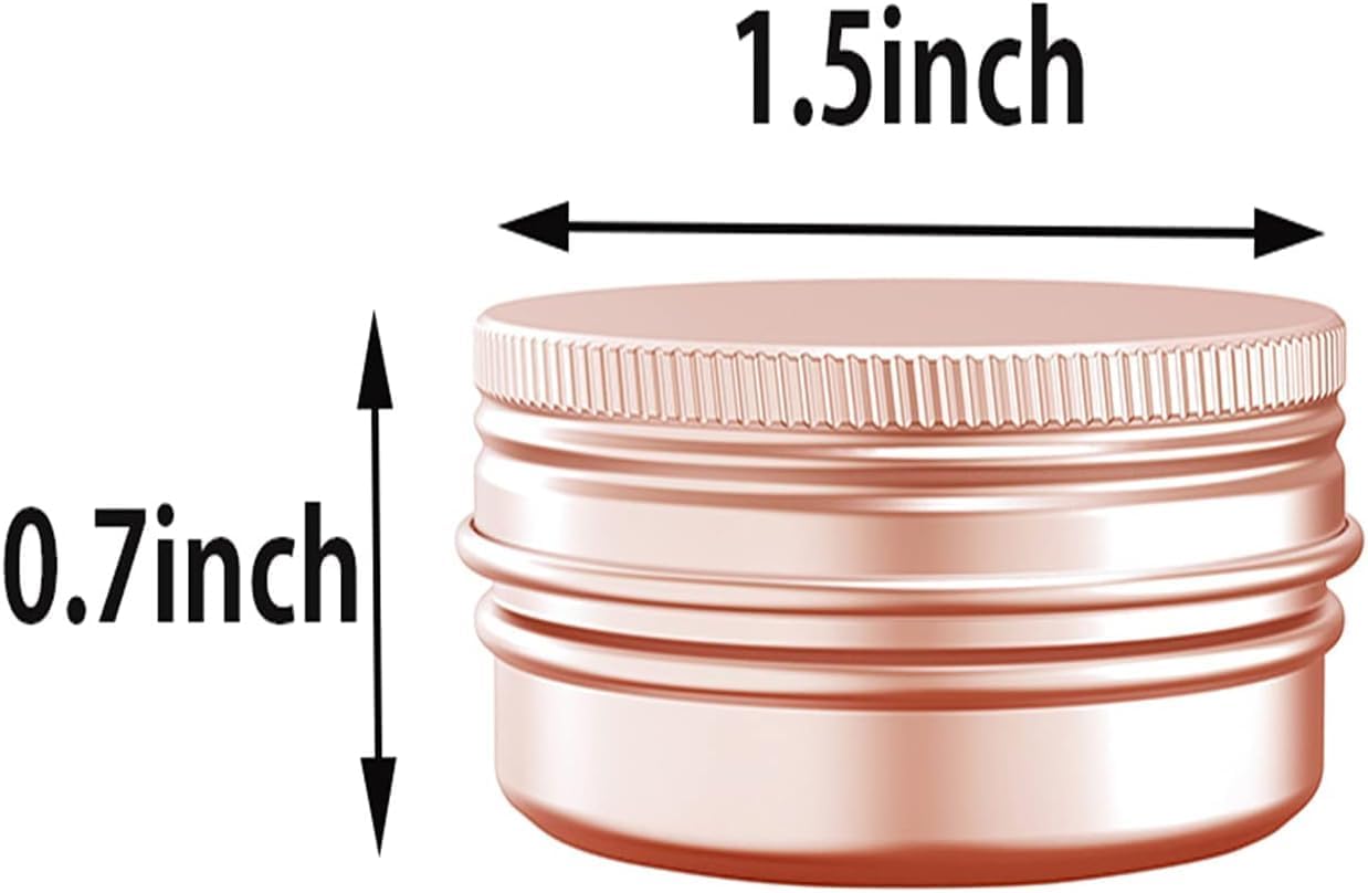 0.5 Ounce Aluminum Tin Jar with Screw Cap 15mL Tin Cans Refillable Containers for Cosmetic, Lip Balm, Cream, Lotion, Balms, Spices, Salve, Rose Gold 40 Pcs-GlimoraGlow