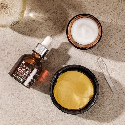 MIZON 24K Gold Snail Skincare Set - Eye Patches, Repair Cream & Ampoule for Sensitive Skin, Anti-Aging & Moisturizing-GlimoraGlow