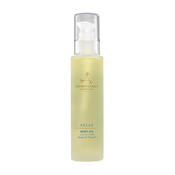 Aromatherapy Associates Relax Body Oil. Luxurious Blend of Oils for a Nourished Body. Made with Vetivert, Chamomile and Ylang Ylang Essential Oils (3.4 fl oz)-GlimoraGlow