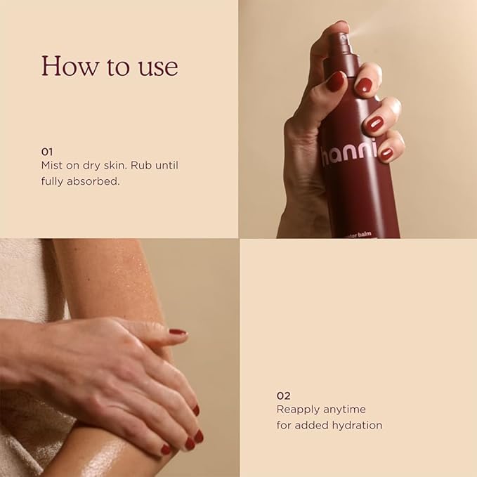 HANNI Water Balm Hydrating Body Mist, Moisturizer Spray with Hyaluronic Acid for All Skin Types, Lotion Replacement, 200 mL / 6.76 fl oz-GlimoraGlow