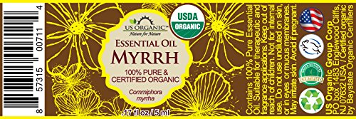 US Organic 100% Genuine Myrrh Essential Oil - Sourced from The Horn of Africa, USDA Certified Organic, Extracted by Hydro-Distillation (Myrrh, 5 ml)-GlimoraGlow