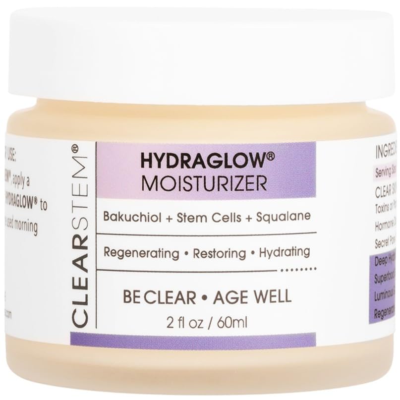 CLEARSTEM - HYDRAGLOW Stem Cell Moisturizer - Bakuchiol + Squalene - Youthful Skin Face Moisturizer - All Skin Types - Facial Skin Care Products - Gluten Free, Cruelty Free - 2 fl oz / 60ml-GlimoraGlow