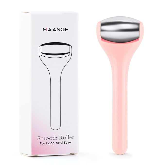 MAANGE Mini Eye & Face Rollers for Eye Massager, Stainless Steel Eye Ice Roller for Relief Puffiness Migraine Skincare Facial Roller (Pink)-GlimoraGlow