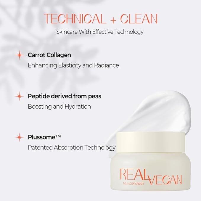 KLAVUU Real Vegan Collagen Cream - Enhances Skin Elasticity, Providing Deep Hydration to Dry Skin for a Radiant, Youthful Glow-GlimoraGlow