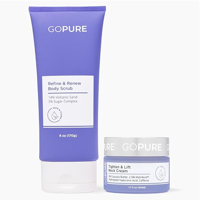 goPure Neck Firming Duo, Tighten & Lift Neck Cream, Refine & Renew Body Scrub, 2 piece set-GlimoraGlow