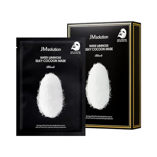 JMsolution Water Luminuous Silky Cocoon Black Mask - Korean Skincare Facial Mask - Silkworm extract amino acid -Nutrition and Moisturization Synergy - 10 sheets for a sensitive skin-GlimoraGlow