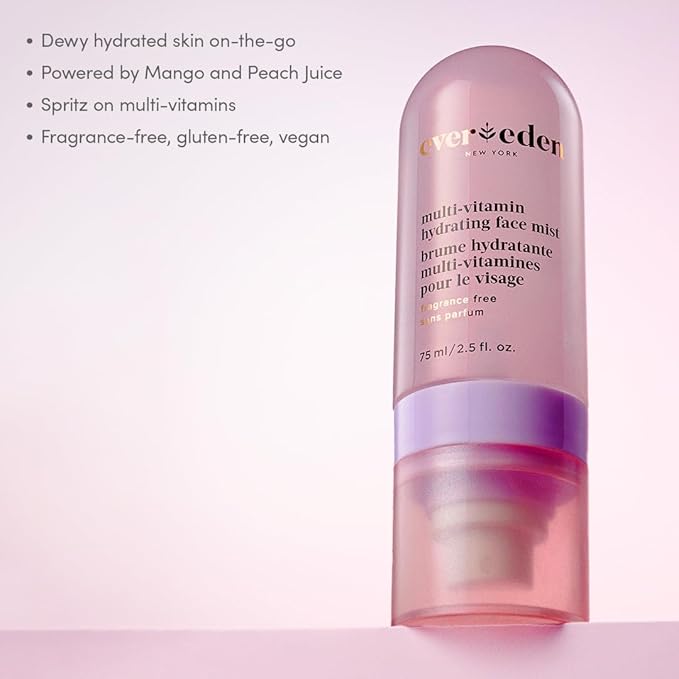 Evereden Kids Multi-Vitamin Hydrating Face Mist | Nourishing Face Spray, Preppy Skincare Essential for Ages 6+ | Clean Formula Safe for Sensitive Skin | Multi-Vitamin Complex, Peach & Mango Juice-GlimoraGlow