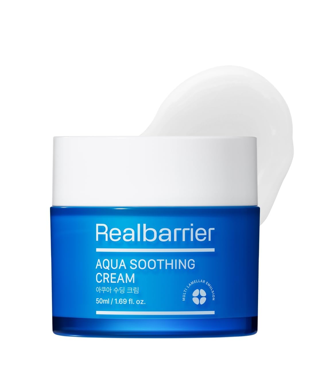 Real Barrier Aqua Soothing Cream 1.7 Fl.Oz. 50ml Hyaluronic Acid Facial Cream| Redness Relief Face Cream for Sensitive Skin | Face Moisturizer for Dry Skin| Calming Chamomile Extract| Korean Skincare-GlimoraGlow