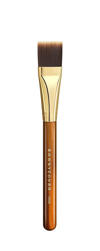 Desert Oak Series Flat Top Foundation Brush - 20mm Ultra-Thin Nylon Bristles for Streak-Free Liquid Foundation, Smooth Buffing & Full Coverage, Bubinga Handle & Brass Ferrule (CM 184)-GlimoraGlow
