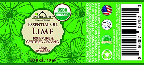 US Organic Lime Essential Oil - Certified Organic, Steam Distilled - W/Euro droppers (More Size Variations Available) (10 ml / .33 fl oz)-GlimoraGlow
