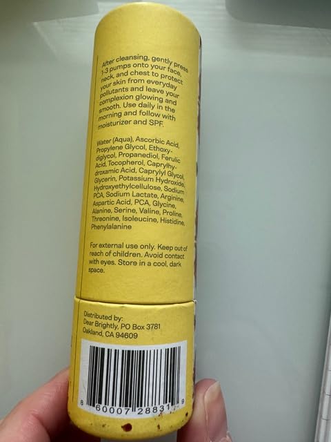 Vitamin C Serum Refill with Ferulic Acid and Vitamin E for Glowing Radiant Skin by Dear Brightly, Face Brightening, Facial Serum for Sensitive Skin, Refillable Glass Bottle, 0.7 fl oz-GlimoraGlow