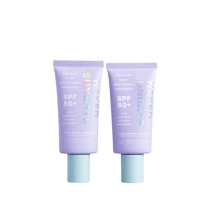 Naked Sundays SPF 50 Mineral Facial Sunscreen, Hydrating SPF with Zinc Oxide, Primer & Sheer Tint for Healthy Glow - 2 pack-GlimoraGlow