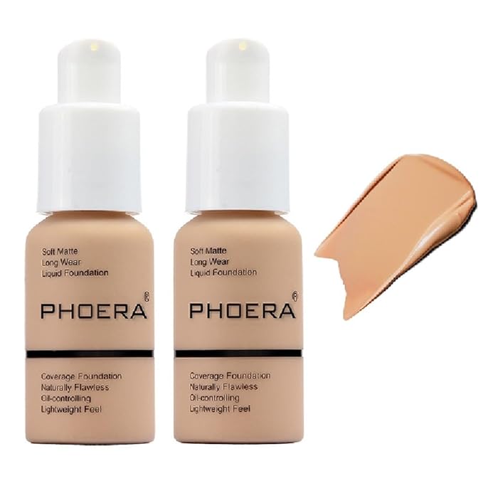 2 Pack PHOERA Foundation 104 Buff Beige Makeup,Full Coverage Foundation for Women and Girls-GlimoraGlow