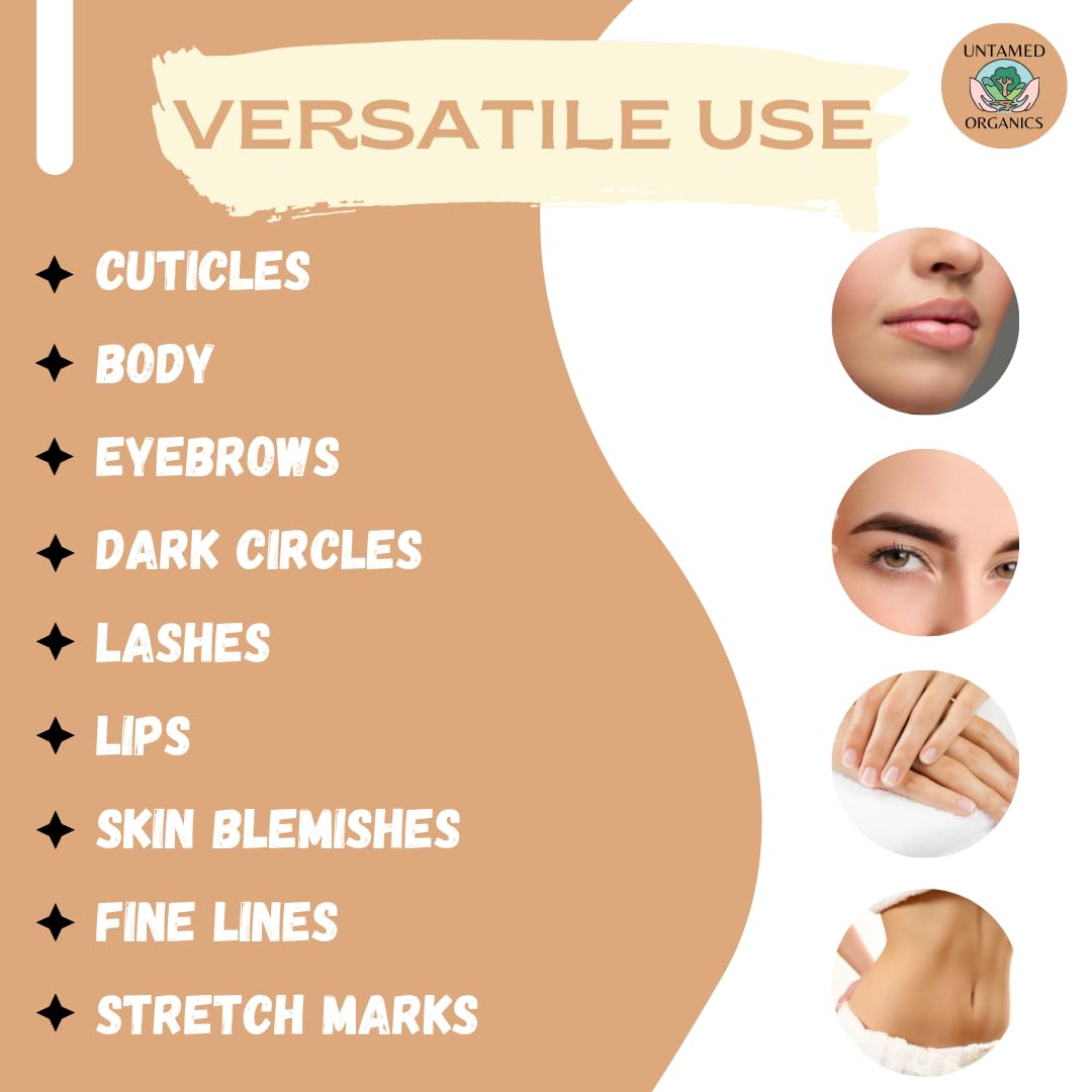 100% Organic Castor Oil Roll On For Eyebrows, Lips, Under Eyes, Eyelashes, Cuticles - Mess Free Roller Ball - Certified Organic, Cold Pressed, Hexane Free - Travel Sized Glass Bottle-GlimoraGlow