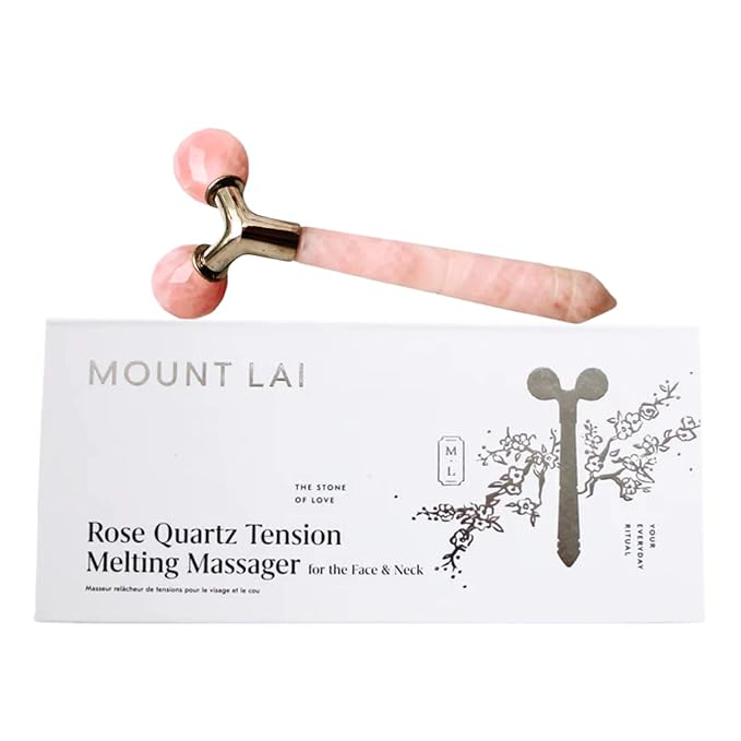 Mount Lai Rose Quartz Tension Melting Facial Massager for Face & Neck – Face Roller to Relieve Tension, Soothe Stress, Improve Circulation & Enhance Skin Radiance-GlimoraGlow