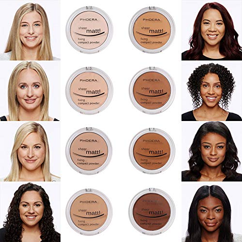 2 Pack PHOERA Matte Face Powder, Control Oil Brighten Skin Color Cover Blemish Makeup Face Setting Setting Powder 。 201-Translucent-GlimoraGlow