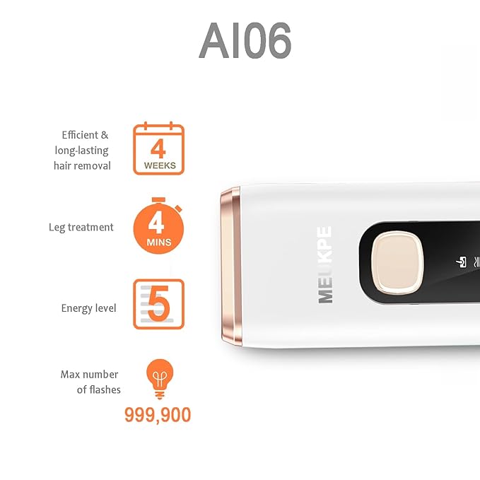 IPL Laser Hair Removal Device for Women Men at Home, Upgraded to 999,900 Flashes Permanent for Facial Legs Arms Bikini Line Whole Body Treatment (White Gold)-GlimoraGlow