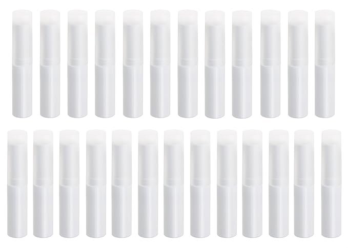 0.14oz Empty Flavored Lip Balm Container Tubes Plastic Homemade Moisturizing Lip Stick with Caps Bulk Fit for Women Adult DIY Making Supplies, 25 Count (White)-GlimoraGlow