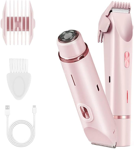 2 in 1 Womens Body Shaver,2025 Glow Aura Electric Razor, Dual Head Shaver Women, Electric Razor for Womens Legs, IPX7 Waterproof Wet & Dry Use Body Intimate Areas,Pink-GlimoraGlow