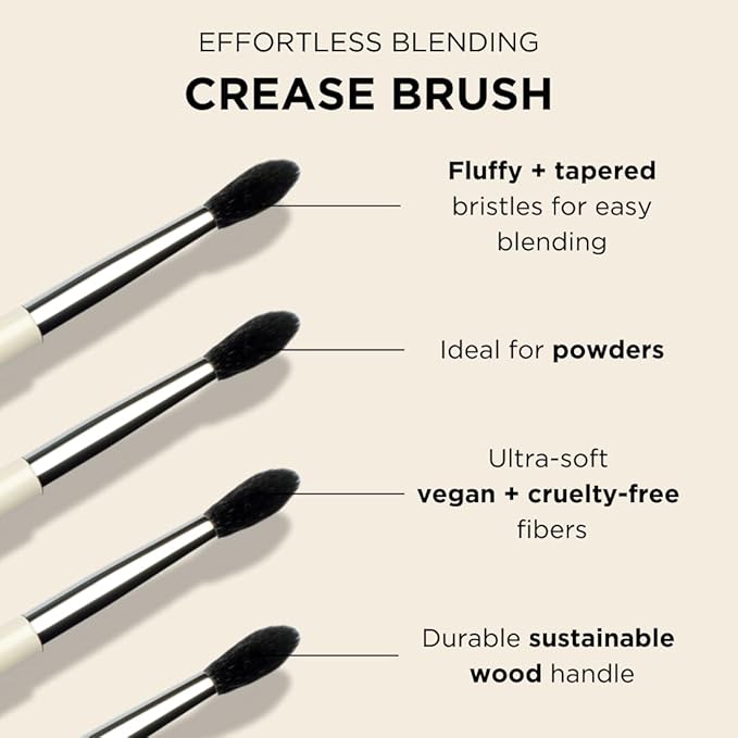 HALEYS Crease Eyeshadow Brush, Medium Fluffy Tapered Brush, Soft, Easy Blending Makeup Tool, Seamless, Multi-tasking Makeup Brush for Cream and Powder, High-end Synthetic Bristles, Vegan + CF-GlimoraGlow