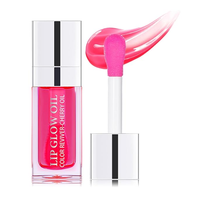 Hydrating Lip Glow Oil Moisturizing Plumping Lip Tint Lip Gloss Transparent Lip Balm Long Lasting Nourishing Repairing Lightening Lip Lines (015# CHERRY)-GlimoraGlow