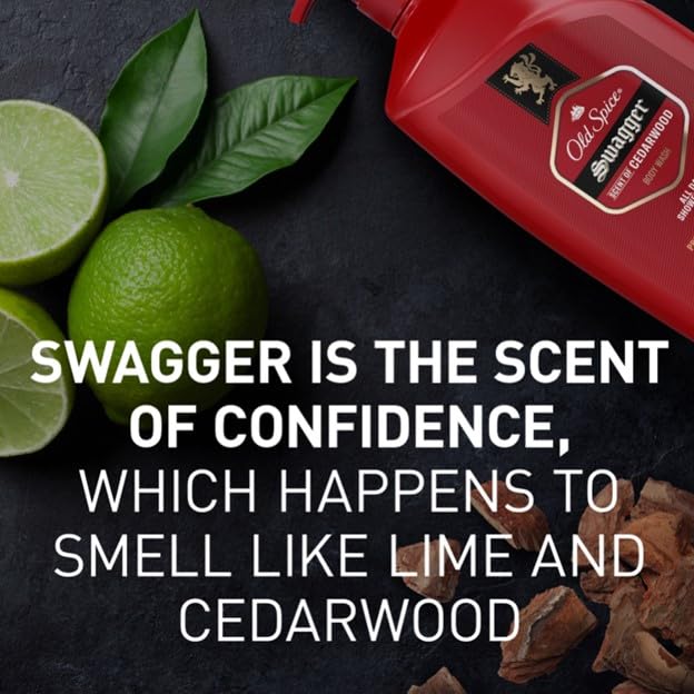 Old Spice Swagger Scent of Confidence, Body Wash for Men, 24 fl oz (Pack of 4)-GlimoraGlow