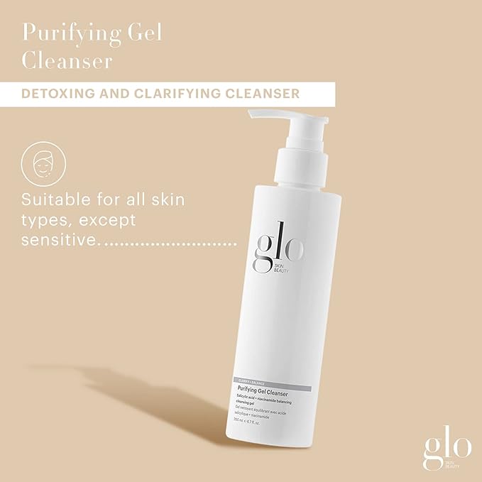 Glo Skin Beauty Purifying Gel Cleanser - Salicylic Acid + Niacinamide Face Wash Balances Skin, Targets Clogged Pores, Excess Oil & Breakouts - Gently Exfoliates & Minimizes Appearance of Fine Lines-GlimoraGlow