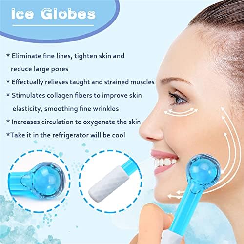 ICE GLOBES SMALL BALLS for Eyes, 2 PCS Blue Facial Globes for Massage Tool, Facial Roller Cold Skin Massagers, Tighten Skin, Reduce Puffiness and Dark Circles, Enhance Circulation-GlimoraGlow