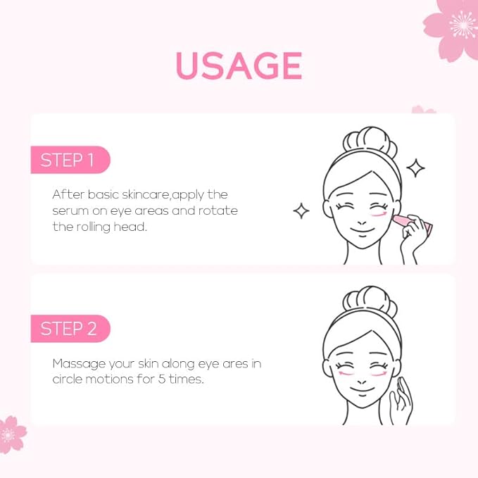 AKARY Cherry Blossom Eye Roller Serum Eye Moisturizer, Deep Hydration Eye Serum with Caffeine and Sodium Hyaluronate, Under Eye Cream to Reduce Dark Circles, Fine Lines, Smoothing Skin Care Treatment-GlimoraGlow