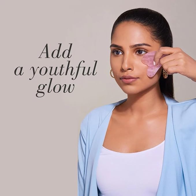 Rose Quartz Roller and Gua sha Set | Reduces Wrinkles, Fine lines and Dark Circles | Pink Jade Roller | Anti-aging Massager for Skin Toning and Tightening for Face, Eyes, Neck-GlimoraGlow