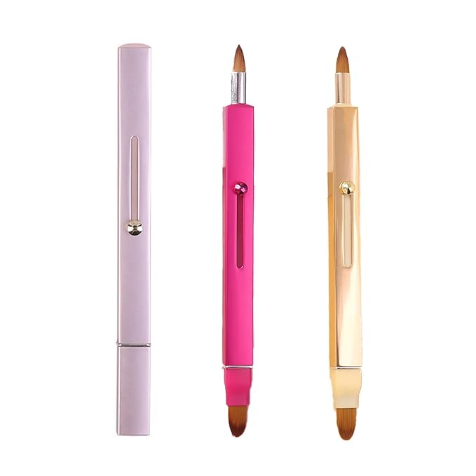 Lip Applicator Brush - 3 Pack Exquisite Professional Dustproof Retractable Lip Brush - Makeup Lipstick Lip Gloss Applicators (Pink Red Gold)-GlimoraGlow