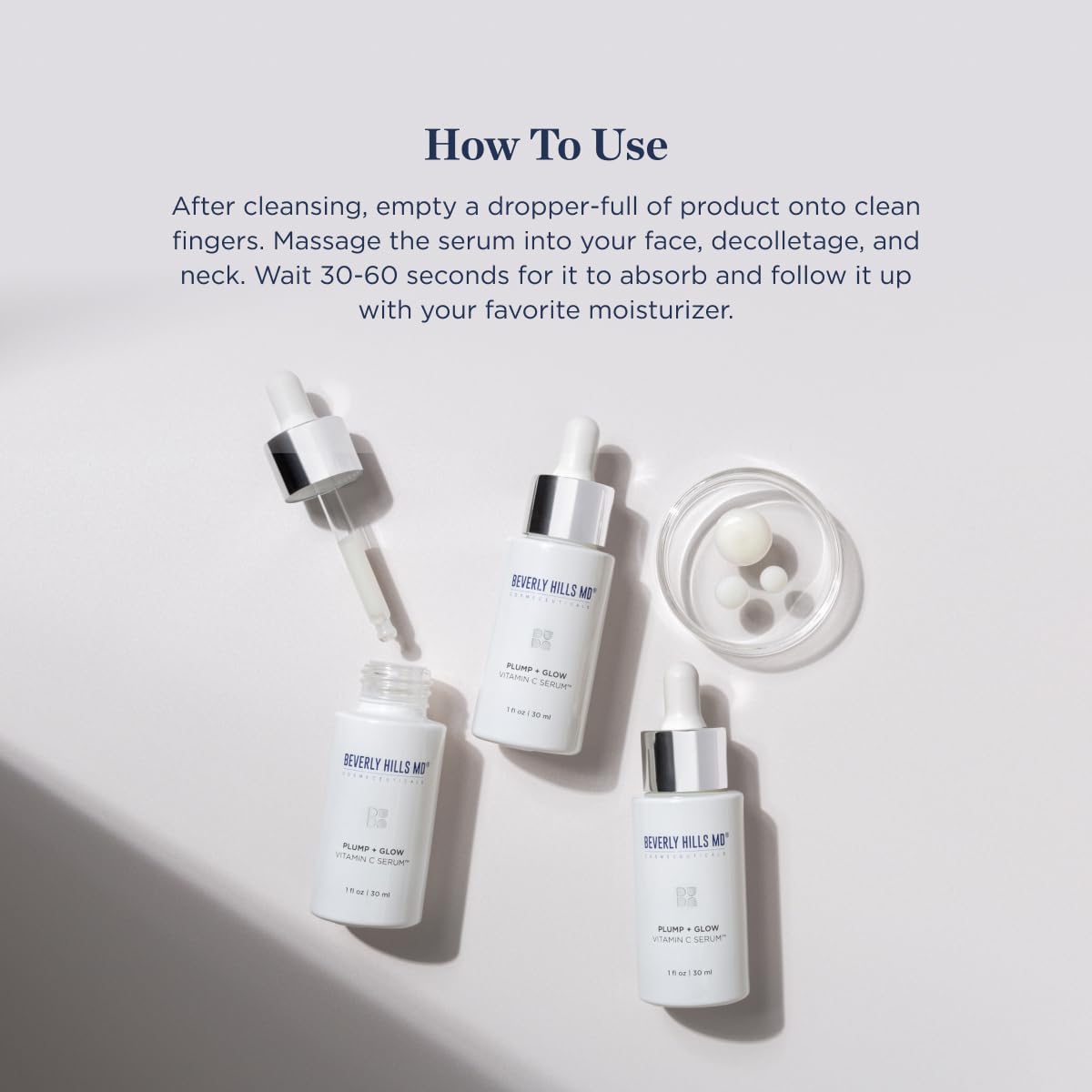 Beverly Hills MD Plump + Glow Vitamin C Serum for Aging Skin- Plumping Anti Wrinkle Lines Formula - Smooth, Firm, Brighten Skin w/Kakadu Plum, Niacinamide, Pomegranate Oil, Red Algae Extracts-GlimoraGlow