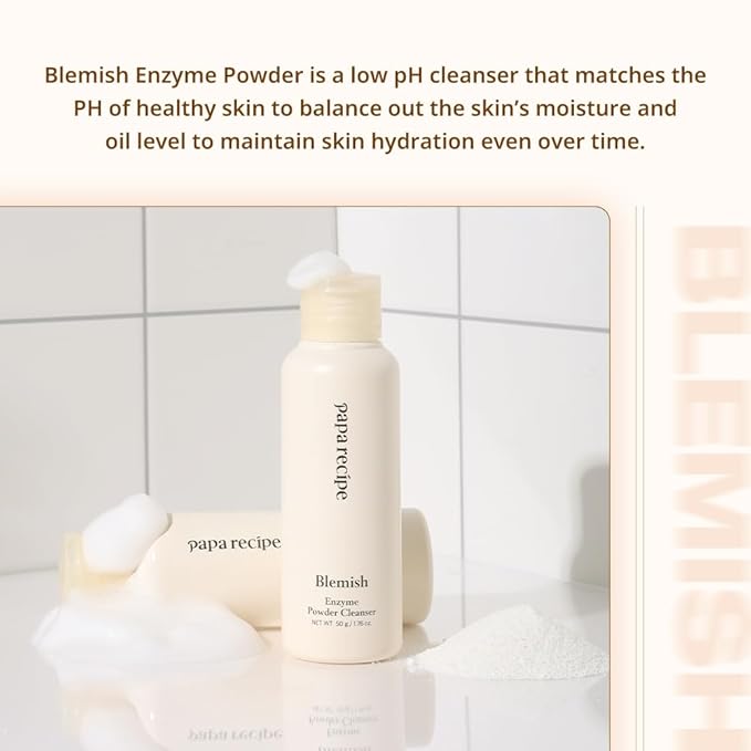 Papa Recipe Blemish Enzyme Powder Rice Cleanser – Gentle Triple Exfoliation with Papain, PHA & Rice Powder – Low pH Korean Skincare Face Wash for Clearer, Radiant Skin-GlimoraGlow