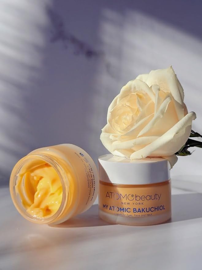 MY ATOMIC BAKUCHIOL Cream for Eyes, Face and Neck – Bakuchiol + Purified Quinoa Seed Polysaccharides | Anti-Aging, Lifting & Brightening | Retinol Alternative | Vegan & Dermatologically Tested – 45ml-GlimoraGlow