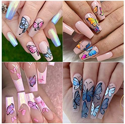 10 Sheets Butterfly Nail Art Foil Transfer Stickers - Holographic Nail Stickers Decals for DIY Starry Sky Manicure-GlimoraGlow