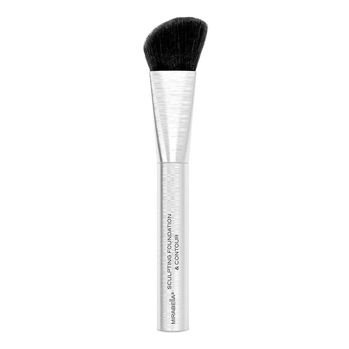 Mirabella Sculpting Contour & Foundation Brush, Premium Professional Makeup Brush Collection, Cruelty-Free Synthetic Bristle Brush, Hand-Sculpted Brushed Aluminum Handle Blending Brush for Makeup-GlimoraGlow